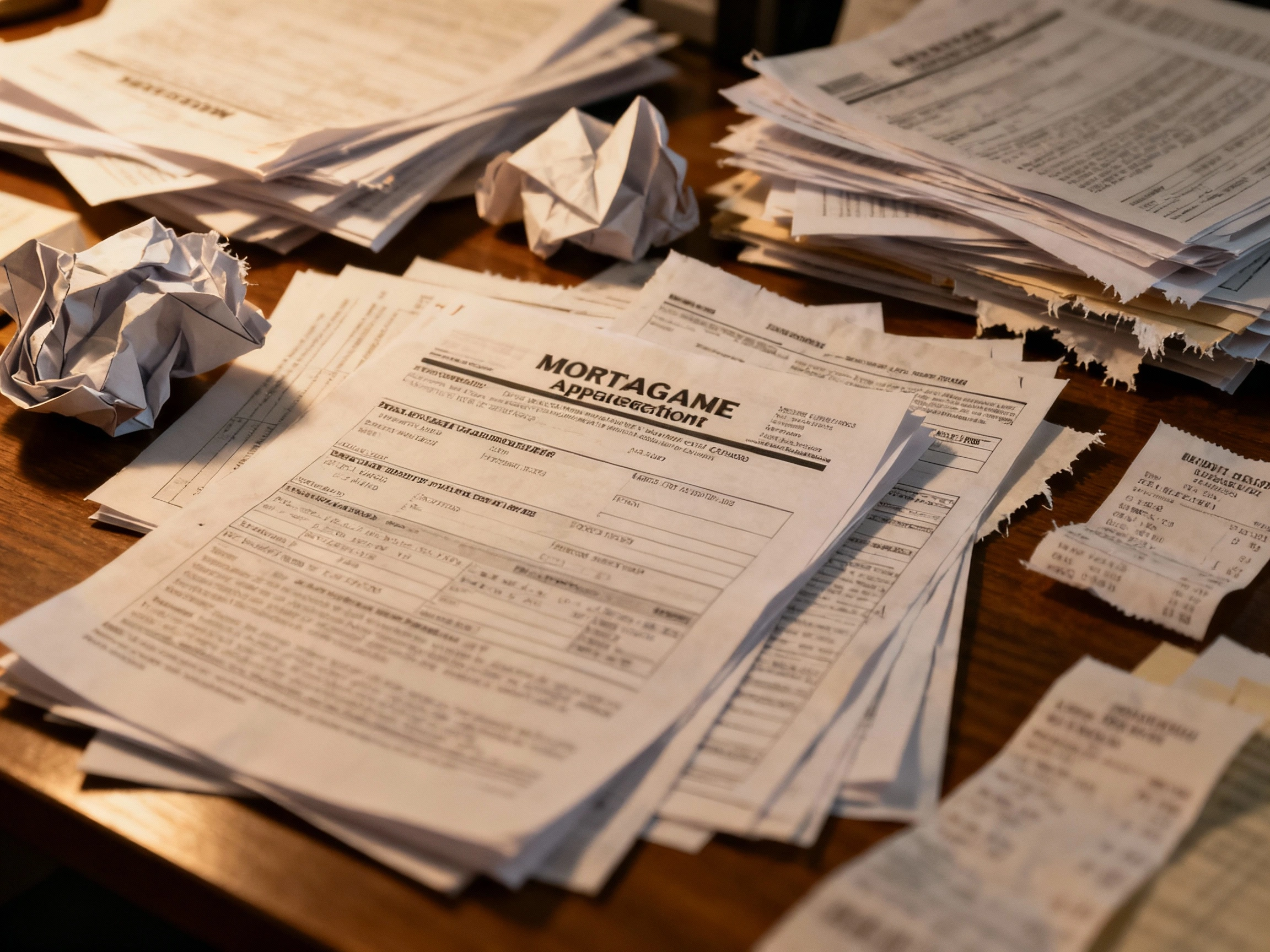 Picture of desk full of documents being prepared for the mortgage application in Brandon, MB