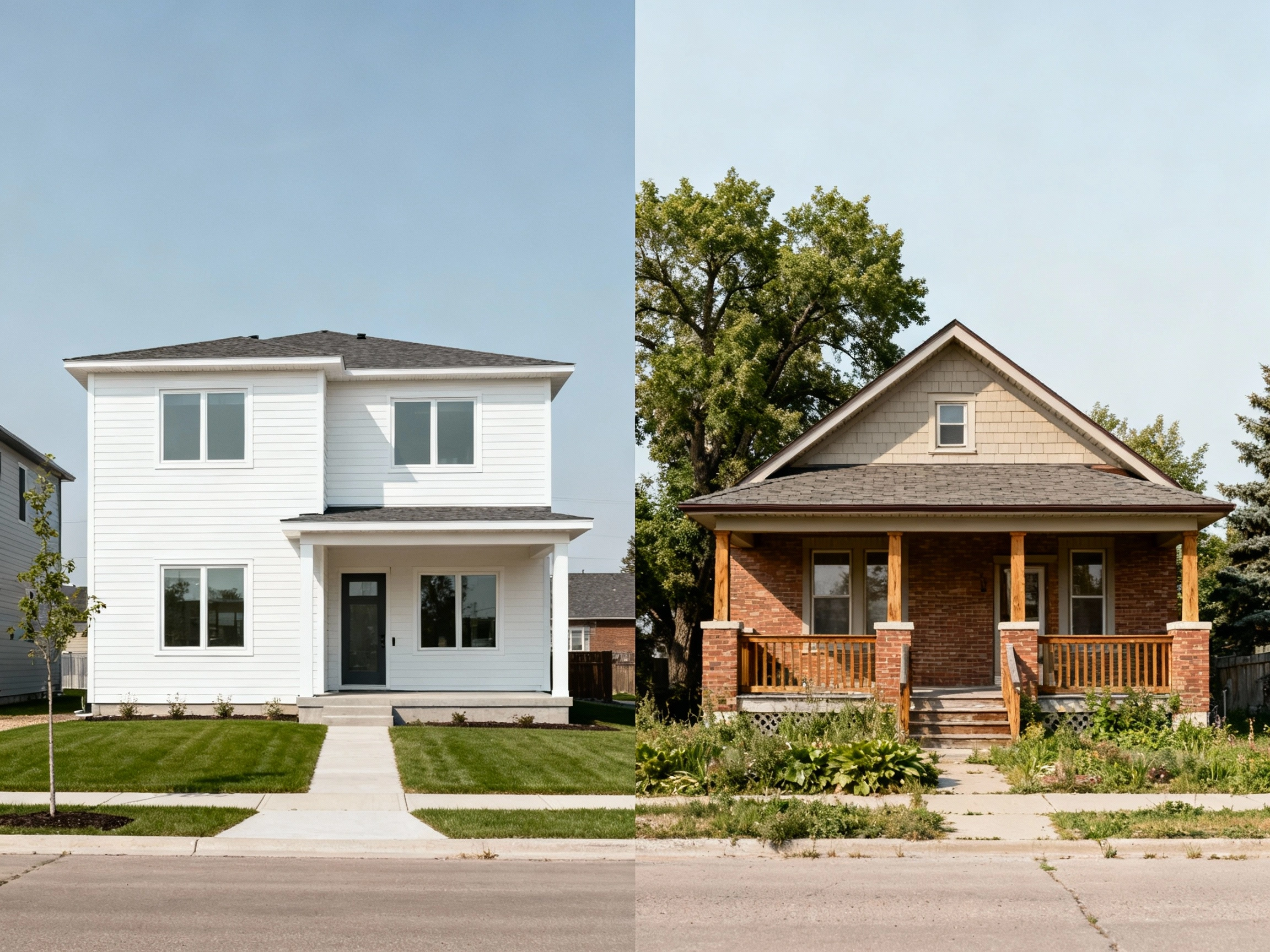 Picture of oler and newer houses side-by-side in Brandon, MB